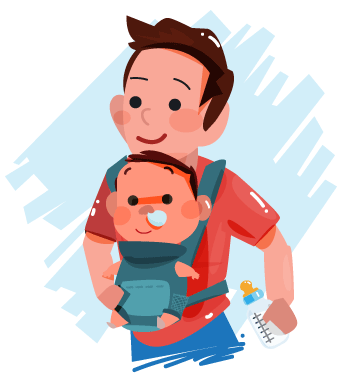 Dad and Child with Cold Illustration